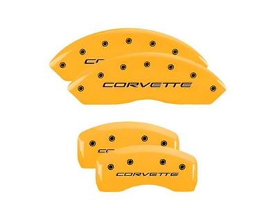 MGP Brake Caliper Covers with Corvette Logo; Yellow; Front and Rear (97-04 Corvette C5)