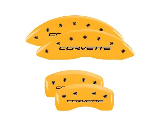 MGP Brake Caliper Covers with Corvette Logo; Yellow; Front and Rear (05-13 Corvette C6 Base)