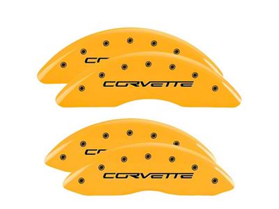 MGP Brake Caliper Covers with Corvette Logo; Yellow; Front and Rear (06-13 Corvette C6 427, Grand Sport, Z06 w/o Z07 Brake Package)
