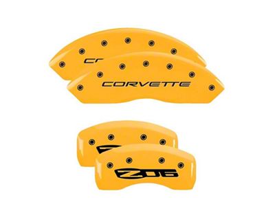 MGP Brake Caliper Covers with Corvette Z06 Logo; Yellow; Front and Rear (97-04 Corvette C5)