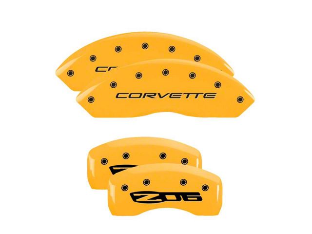 MGP Yellow Caliper Covers with Corvette Z06 Logo; Front and Rear (97-04 Corvette C5)