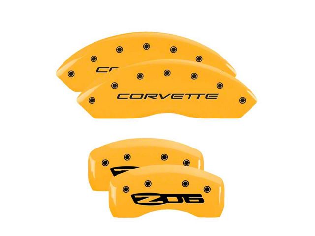 MGP Brake Caliper Covers with Corvette Z06 Logo; Yellow; Front and Rear (97-04 Corvette C5)