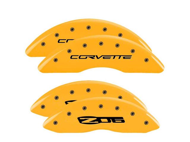 MGP Yellow Caliper Covers with Corvette Z06 Logo; Front and Rear (06-13 Corvette C6 427, Grand Sport, Z06 w/o Z07 Brake Package)