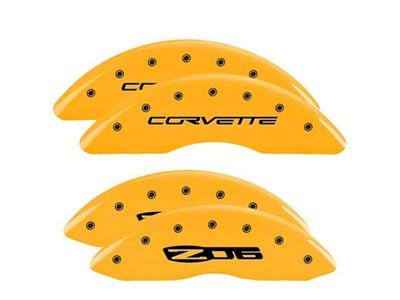MGP Brake Caliper Covers with Corvette Z06 Logo; Yellow; Front and Rear (06-13 Corvette C6 427, Grand Sport, Z06 w/o Z07 Brake Package)