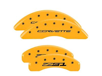 MGP Brake Caliper Covers with Corvette Z51 Logo; Yellow; Front and Rear (14-19 Corvette C7 Stingray w/ J55 Brake Package)