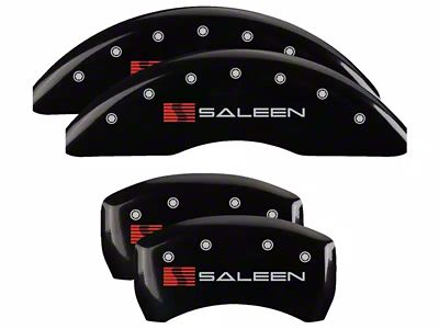 MGP Brake Caliper Covers with Saleen Logo; Black; Front and Rear (15-23 Mustang GT w/o Performance Pack)