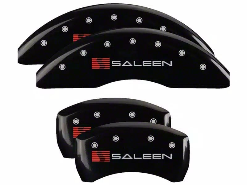 MGP Mustang Black Caliper Covers with Saleen Logo; Front and Rear
