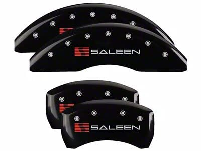 MGP Brake Caliper Covers with Saleen Logo; Black; Front and Rear (15-23 Mustang GT w/ Performance Pack)