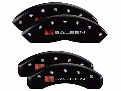 MGP Brake Caliper Covers with Saleen Logo; Black; Front and Rear (15-23 Mustang EcoBoost w/o Performance Pack, V6)