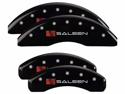 MGP Brake Caliper Covers with Saleen Logo; Black; Front and Rear (15-23 Mustang EcoBoost w/ Performance Pack)