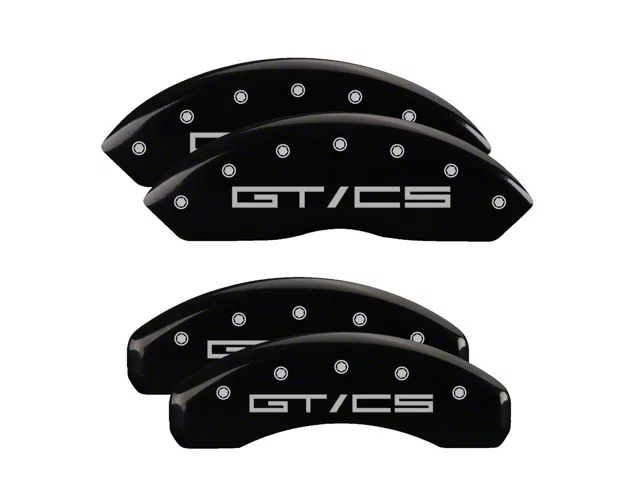 MGP Brake Caliper Covers with GT/CS Logo; Black; Front and Rear (15-23 Mustang EcoBoost w/o Performance Pack, V6)