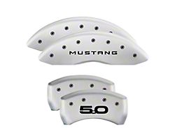 MGP Brake Caliper Covers with 5.0 Logo; White; Front and Rear (15-23 Mustang GT w/o Performance Pack)