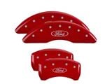 MGP Brake Caliper Covers with Ford Oval Logo; Red; Front and Rear (24-26 Mustang EcoBoost)