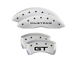 MGP Brake Caliper Covers with GT Logo; White; Front and Rear (15-23 Mustang GT w/o Performance Pack)