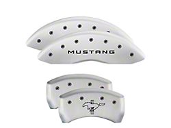 MGP Brake Caliper Covers with Tri-Bar Pony Logo; White; Front and Rear (15-23 Mustang GT w/o Performance Pack)