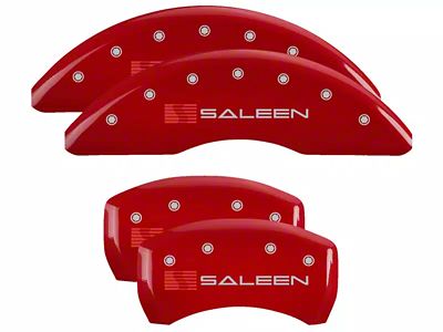 MGP Brake Caliper Covers with Saleen Logo; Red; Front and Rear (15-23 Mustang GT w/o Performance Pack)