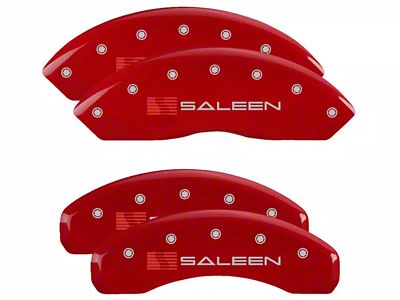 MGP Brake Caliper Covers with Saleen Logo; Red; Front and Rear (15-23 Mustang EcoBoost w/o Performance Pack, V6)