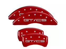 MGP Red Caliper Covers with GT/CS Logo; Front and Rear (15-23 Mustang GT w/ Performance Pack)