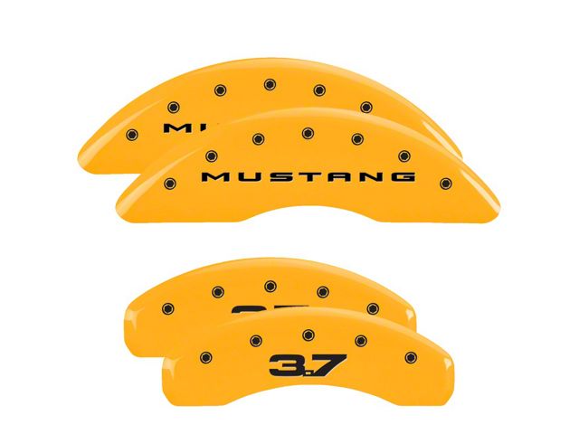 MGP Brake Caliper Covers with 3.7 Logo; Yellow; Front and Rear (15-23 Mustang EcoBoost w/o Performance Pack)