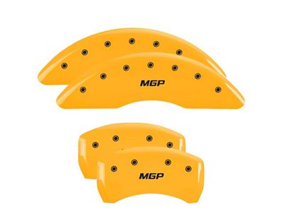 MGP Brake Caliper Covers with MGP Logo; Yellow; Front and Rear (15-23 Mustang GT w/o Performance Pack)