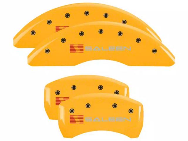 MGP Brake Caliper Covers with Saleen Logo; Yellow; Front and Rear (15-23 Mustang GT w/o Performance Pack)