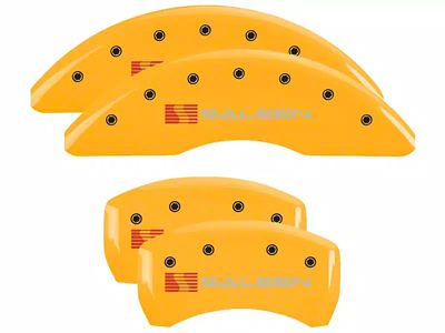 MGP Brake Caliper Covers with Saleen Logo; Yellow; Front and Rear (15-23 Mustang GT w/ Performance Pack)