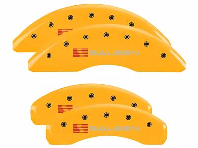 MGP Yellow Caliper Covers with Saleen Logo; Front and Rear (15-23 Mustang EcoBoost w/ Performance Pack)