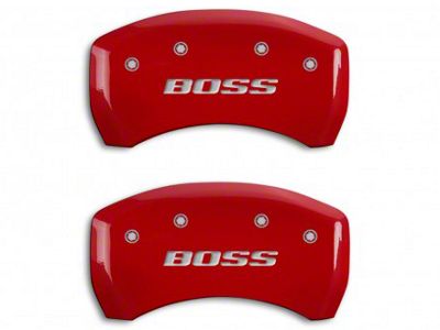 MGP Brake Caliper Covers with BOSS Logo; Red; Rear Only (12-13 Mustang BOSS 302)