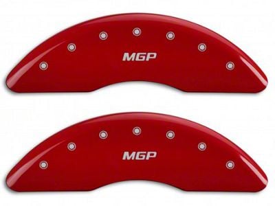 MGP Brake Caliper Covers with MGP Logo; Red; Front and Rear (15-23 Mustang GT w/ Performance Pack)