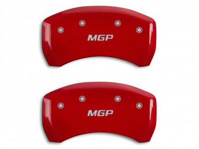 MGP Brake Caliper Covers with MGP Logo; Red; Rear Only (05-14 Mustang GT, BOSS 302, GT500)