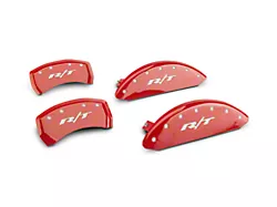 MGP Brake Caliper Covers with R/T Logo; Red; Front and Rear (11-23 Challenger R/T; 2014 Challenger Rallye Redline; 17-23 Challenger GT, T/A; 12-23 Challenger SXT w/ Dual Piston Front Calipers)