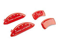 MGP Brake Caliper Covers with Challenger and Vintage R/T Logo; Red; Front and Rear (11-23 Challenger R/T; 2014 Challenger Rallye Redline; 17-23 Challenger GT, T/A; 12-23 Challenger SXT w/ Dual Piston Front Calipers)