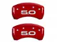 MGP Brake Caliper Covers with 5.0 Logo; Red; Front and Rear (15-23 Mustang GT w/ Performance Pack)