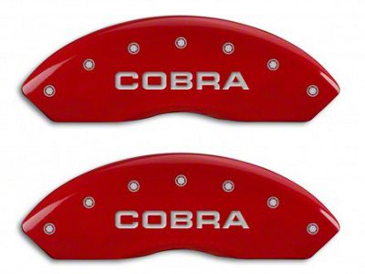 MGP Brake Caliper Covers with Cobra Logo; Red; Front and Rear (94-04 Mustang Cobra)