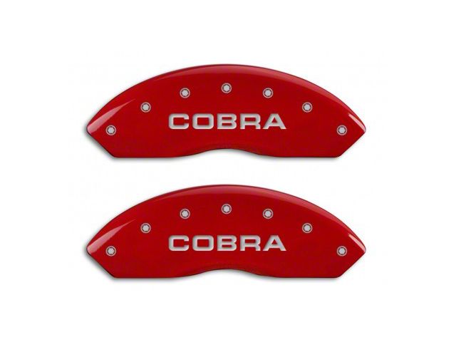 MGP Brake Caliper Covers with Cobra Logo; Red; Front and Rear (94-04 Mustang Cobra)