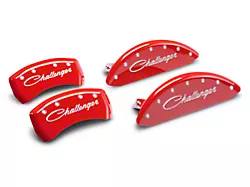 MGP Brake Caliper Covers with Cursive Challenger Logo; Red; Front and Rear (11-23 Challenger R/T; 2014 Challenger Rallye Redline; 17-23 Challenger GT; 2017 Challenger T/A; 12-23 Challenger SXT w/ Dual Piston Front Calipers)