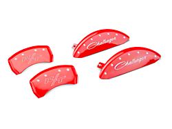 MGP Brake Caliper Covers with Cursive Challenger and R/T Logos; Red; Front and Rear (11-23 Challenger R/T; 2014 Challenger Rallye Redline; 17-23 Challenger GT, T/A; 12-23 Challenger SXT w/ Dual Piston Front Calipers)