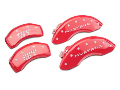 MGP Brake Caliper Covers with GT Logo; Red; Front and Rear (10-14 Mustang GT w/o Performance Pack)