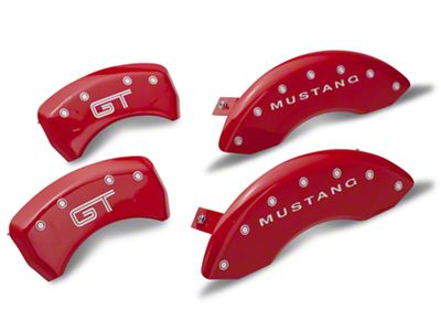 MGP Red Caliper Covers w/ GT Logo; Front & Rear (2010 Mustang)