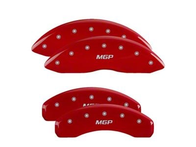 MGP Brake Caliper Covers with MGP Logo; Red; Front and Rear (08-14 Challenger SRT8; 2015 Challenger SRT 392; 15-23 Challenger Scat Pack w/ 4-Piston Front Calipers)