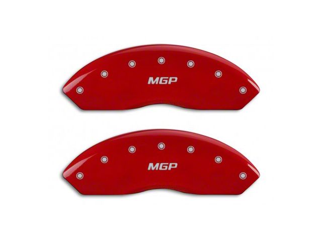 MGP Brake Caliper Covers with MGP Logo; Red; Front and Rear (10-14 Mustang GT w/o Performance Pack, V6)