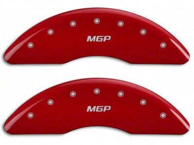 MGP Brake Caliper Covers with MGP Logo; Red; Front and Rear (15-23 Mustang EcoBoost w/ Performance Pack)