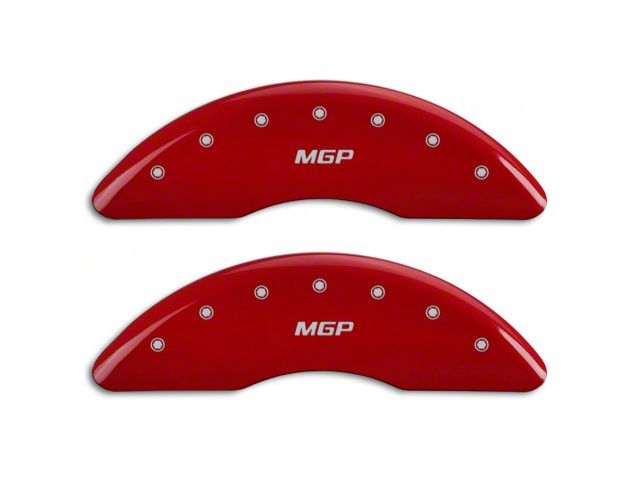 MGP Brake Caliper Covers with MGP Logo; Red; Front and Rear (15-23 Mustang EcoBoost w/ Performance Pack)