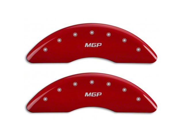 MGP Brake Caliper Covers with MGP Logo; Red; Front and Rear (15-23 Mustang GT w/o Performance Pack)