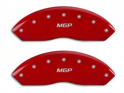 MGP Brake Caliper Covers with MGP Logo; Red; Front and Rear (15-23 Mustang EcoBoost w/o Performance Pack, V6)