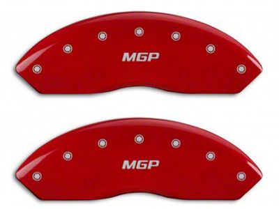 MGP Brake Caliper Covers with MGP Logo; Red; Front and Rear (94-04 Mustang Cobra, Mach 1)