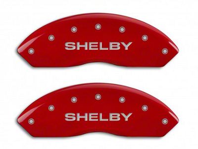 MGP Brake Caliper Covers with Shelby Snake Logo; Red; Front and Rear (94-04 Mustang Cobra)