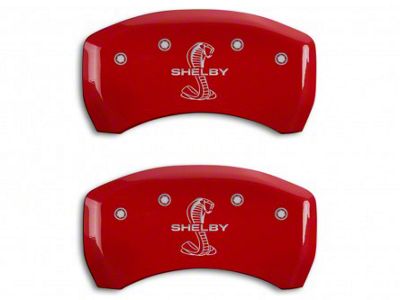 MGP Brake Caliper Covers with Shelby Snake Logo; Red; Rear Only (15-23 Mustang GT)