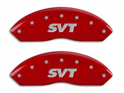 MGP Brake Caliper Covers with SVT Logo; Red; Front and Rear (94-04 Mustang Cobra)