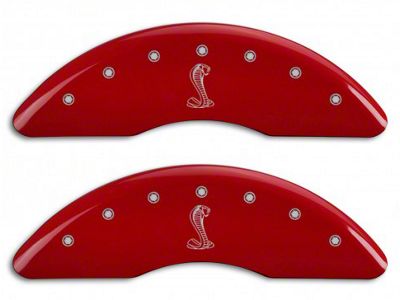 MGP Brake Caliper Covers with Tiffany Snake Logo; Red; Front and Rear (15-23 Mustang GT w/ Performance Pack)